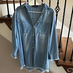 Blue Denim Button-Up Shirt Dress
